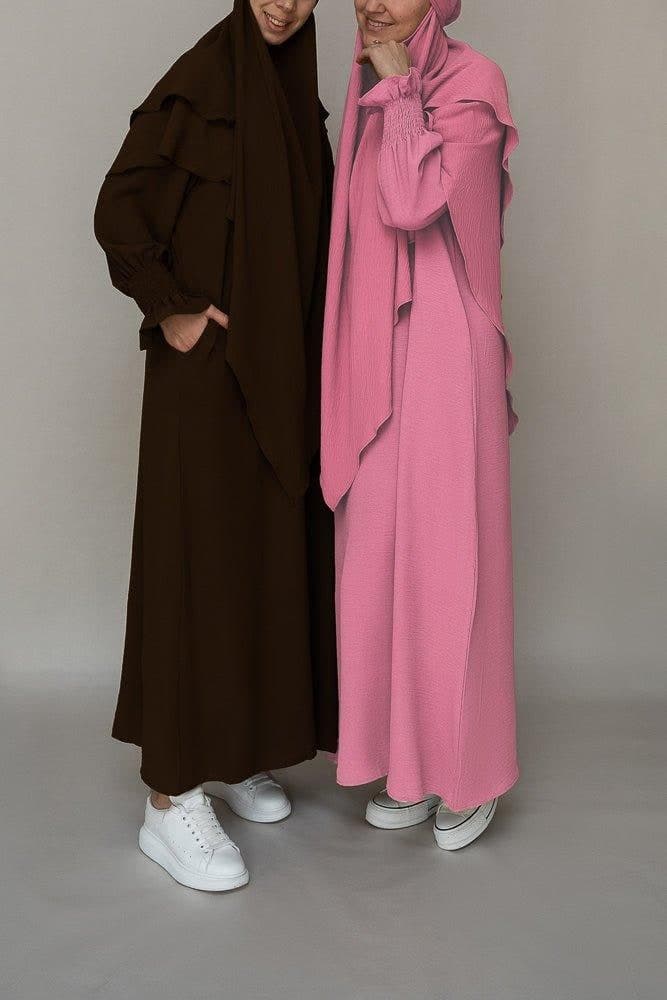 Pinky Prayer Gown Umrah Abaya Dress Non-wrinkling in pink, view 3
