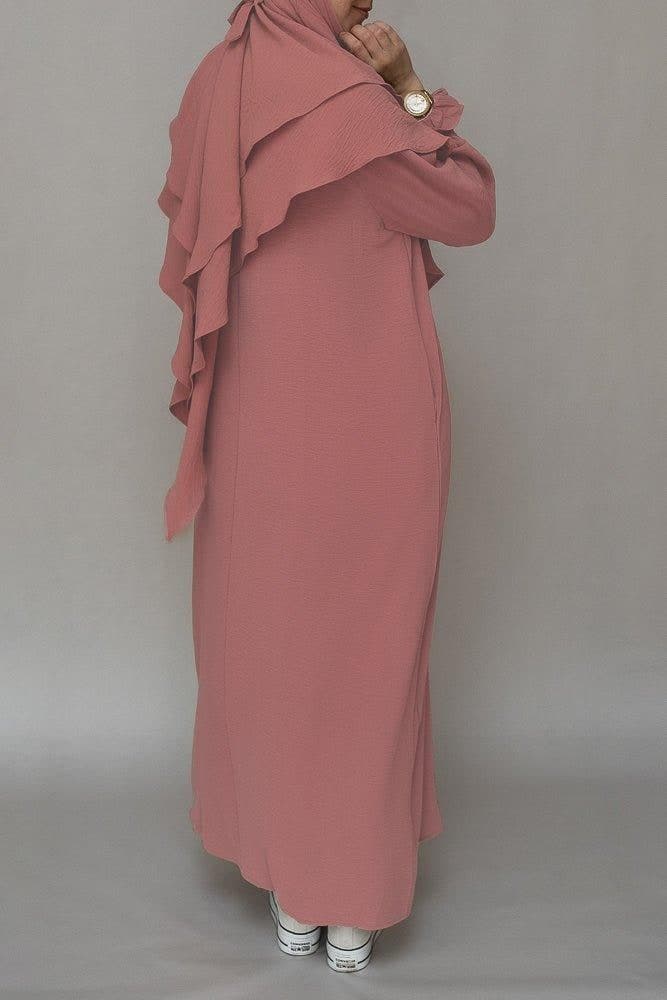 Pinky Prayer Gown Umrah Abaya Dress Non-wrinkling in pink, view 5