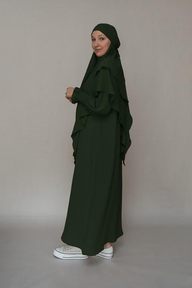 Army Green Prayer Gown Umrah Abaya Dress Non-wrinkling, view 4