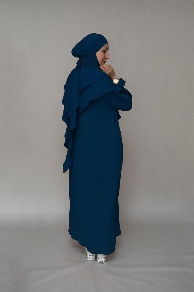 Navy Prayer Gown Umrah Abaya Dress Non-wrinkling, view 4
