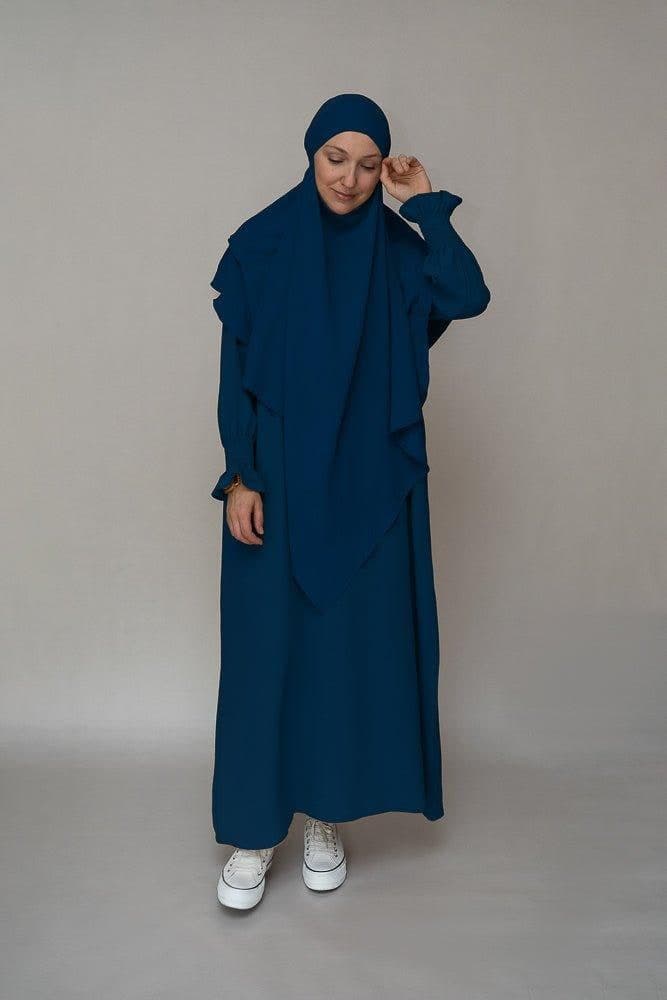 Navy Prayer Gown Umrah Abaya Dress Non-wrinkling, view 5