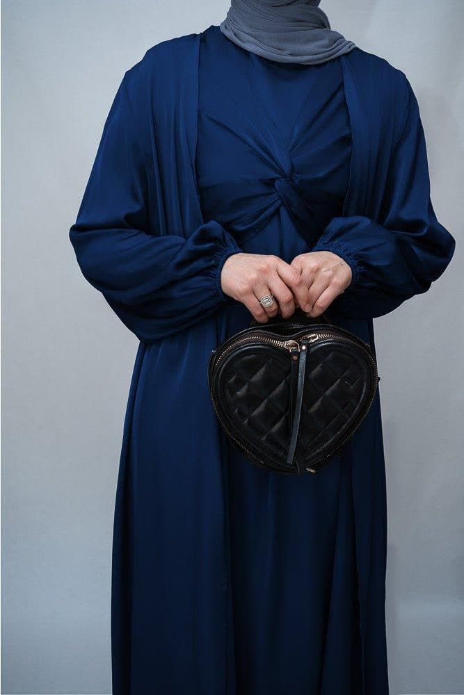 Vidonia 2 Piece Luxury 2 Piece Abaya with Wrap Bodice in Navy, view 5