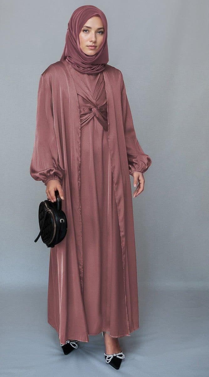 Gulstan 2 Piece Luxury 2 Piece Abaya with Wrap Bodice in Pink, view 7