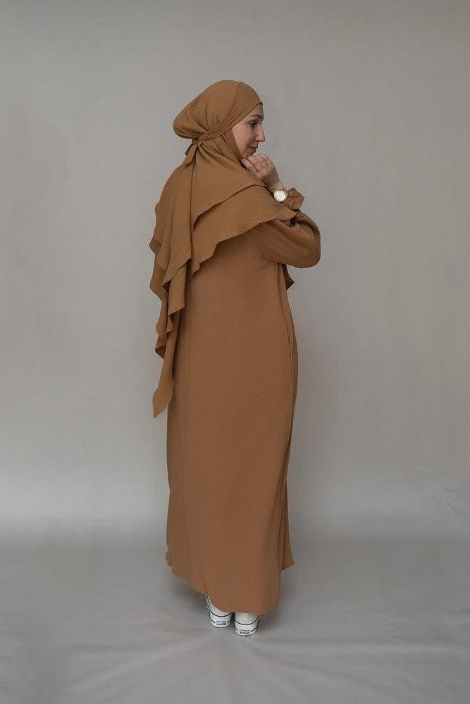 Two Layer Khimar in Brown in khaki, view 4