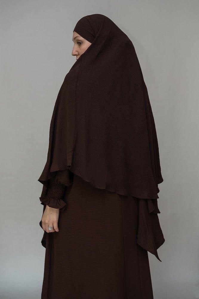 Myyla Prayer Gown Umrah Abaya Dress Non-wrinkling in Dark Coffee, view 4