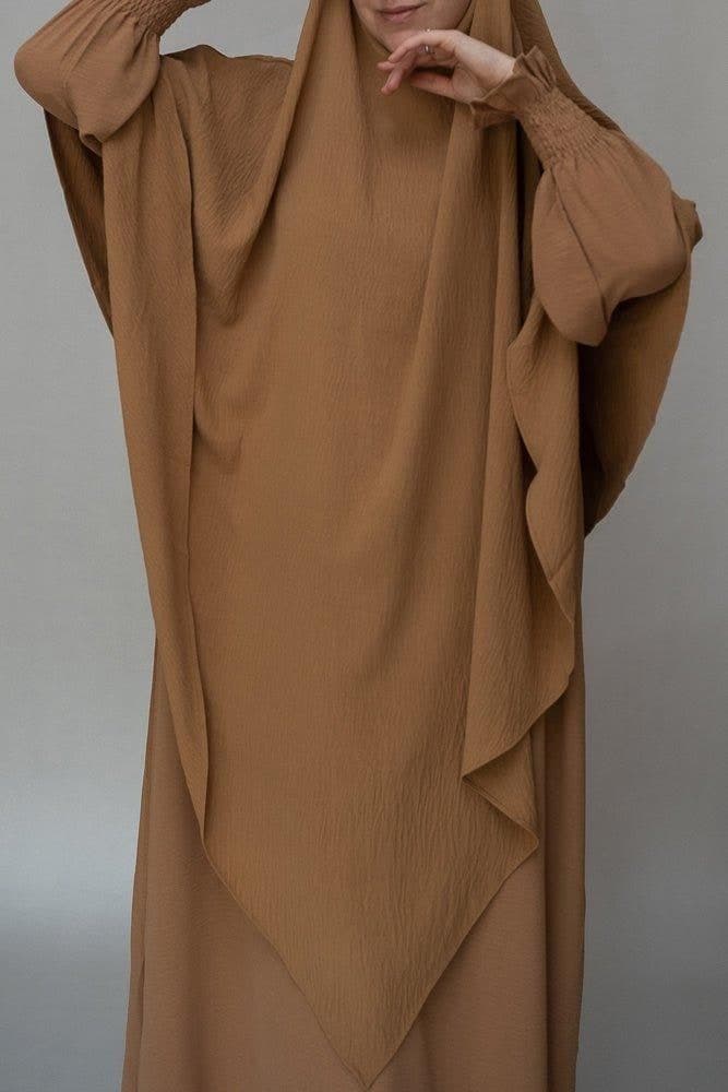 Avalom Prayer Gown Umrah Abaya Dress Non-wrinkling in Brown in khaki, view 13