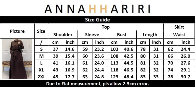 Hattei Blouse Skirt Modest Set Maxi Skirt with Elasticated Waistband Maxi Sleeve Buttoned Shirt with a Detachable Belt in Coffee Brown, view 6