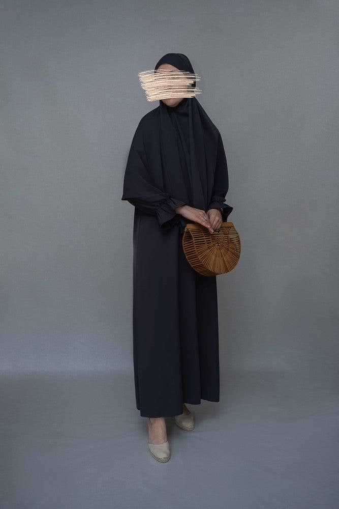 Barakaa Women's Prayer Dress and Umrah Hajj Set in Grey, view 3