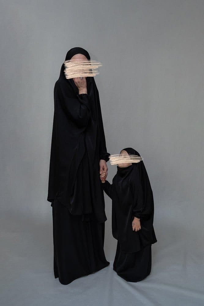 Adult Black Prayer Gown from "Mommy and Me Prayer Khimar Collection, view 3