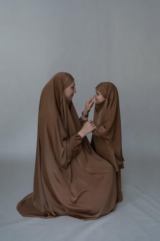 Adult Brown Prayer Gown from Mommy and Me Prayer Khimar Collection, view 4