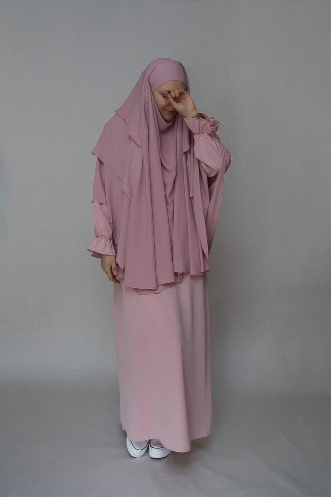 Khimar in Chiffon Pink Umrah Trip Essential, view 3