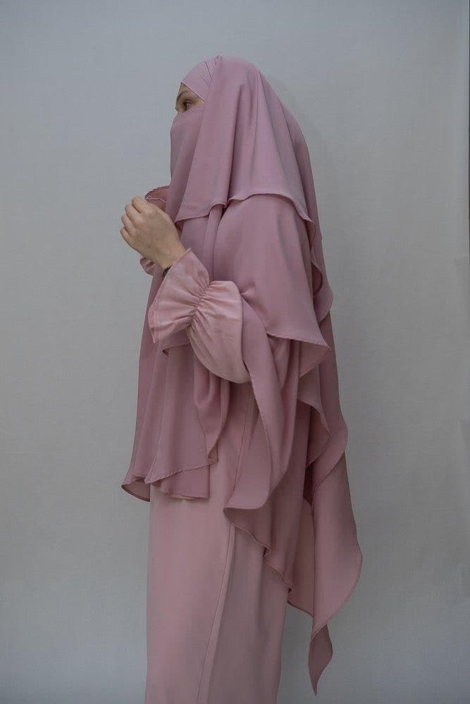 Khimar in Chiffon Pink Umrah Trip Essential, view 4