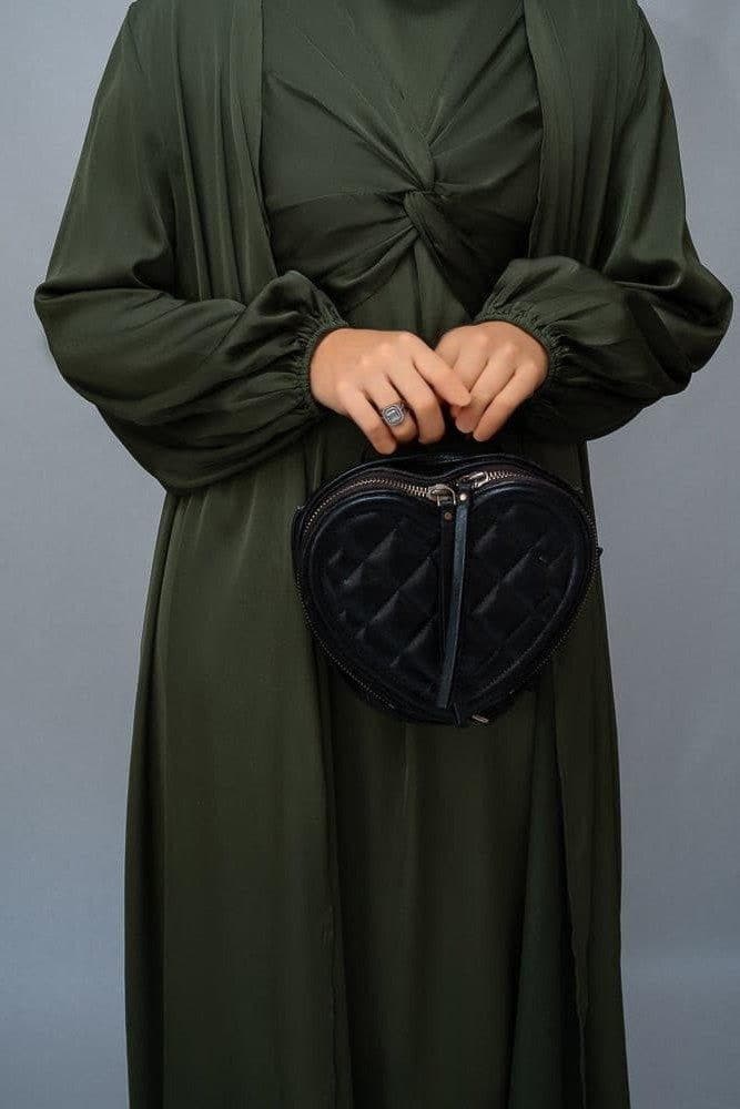 Marrgoh 2 Piece Luxury Emerald 2 Piece Abaya with Wrap Bodice in green, view 15