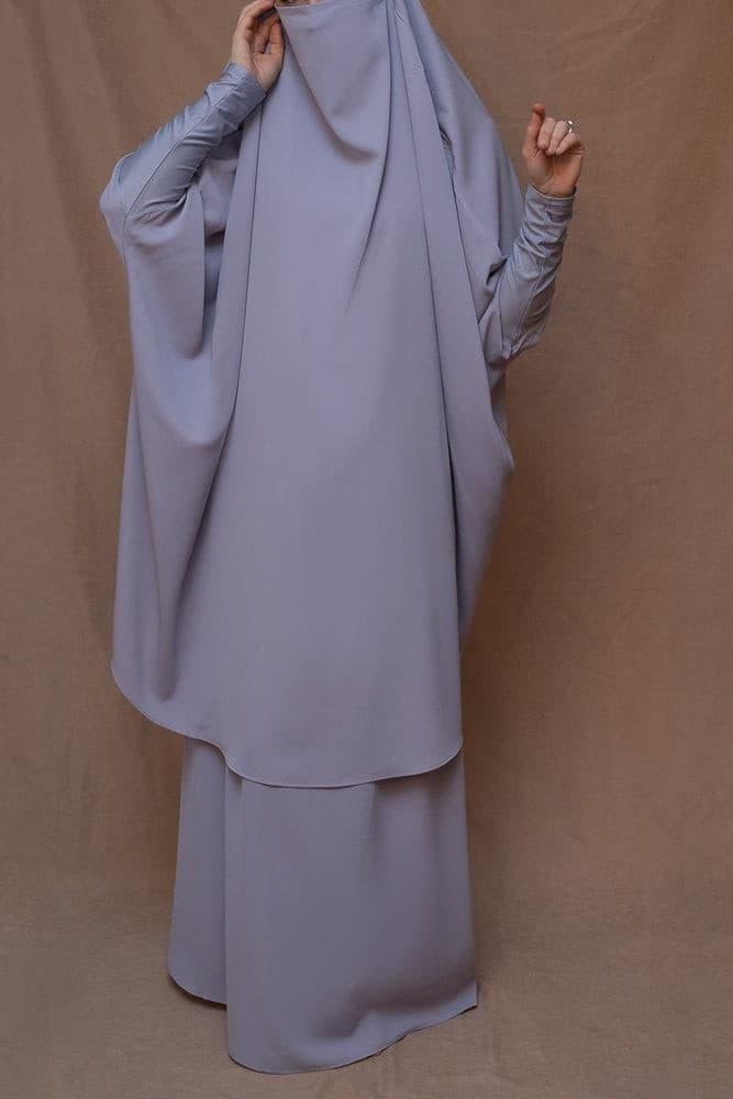 Moira Prayer Umrah Gown with Niqab Feature in grey, view 7