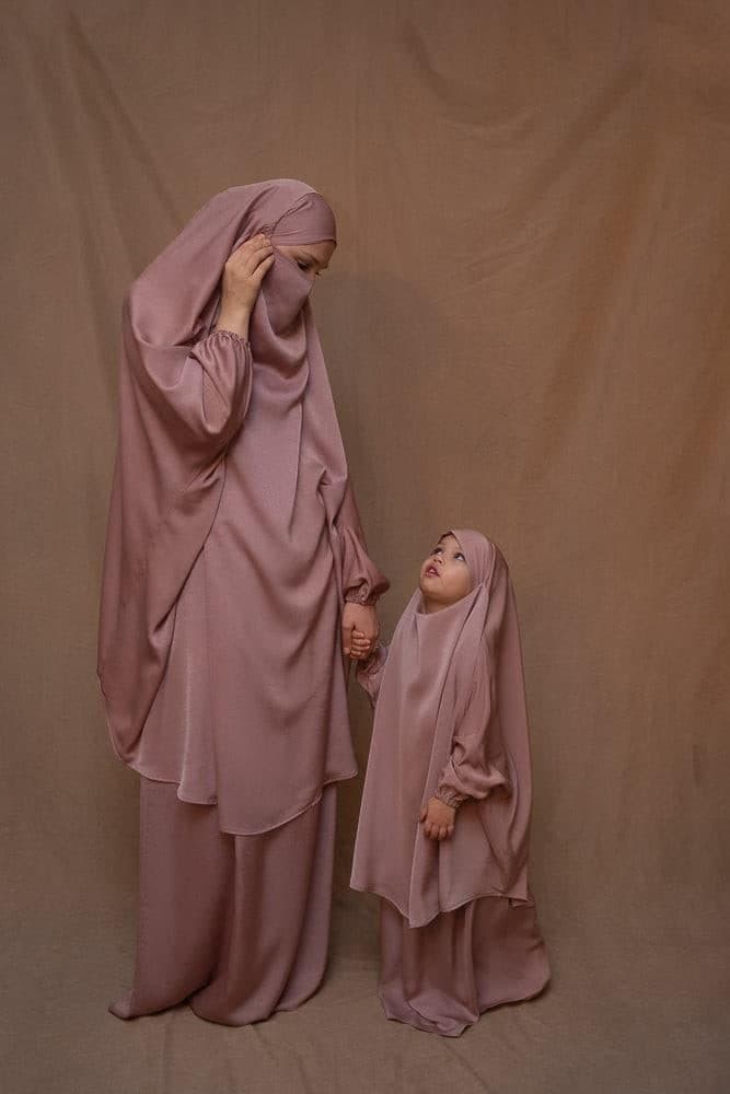 Coraal KIDS Prayer Gown from "Mommy and Me Prayer Khimar Collection" in Light Pink, view 3