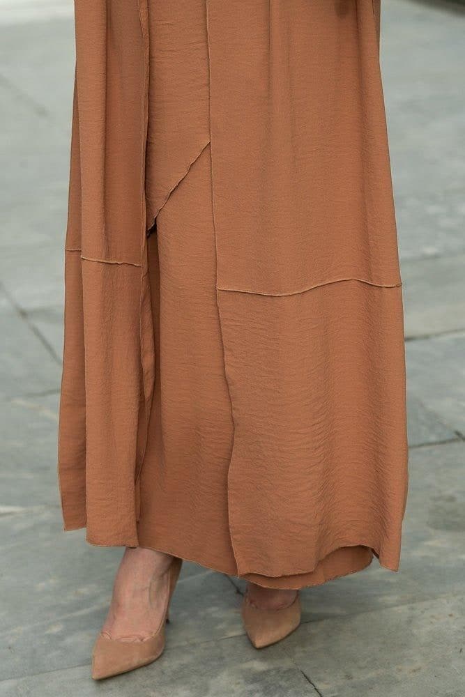 Deluna Three Piece Maxi Lightweight Abaya in Rustic Brown, view 10
