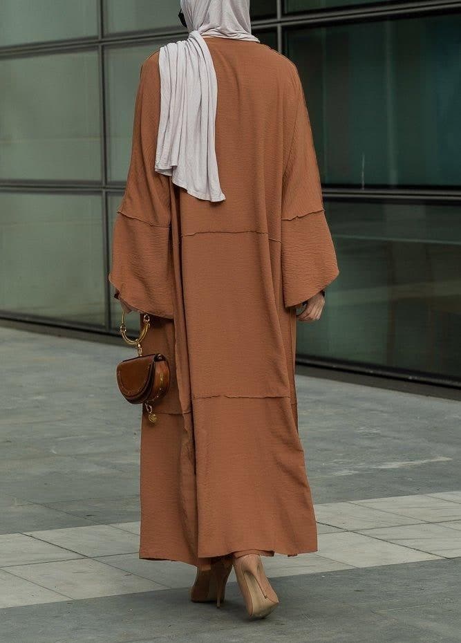 Deluna Three Piece Maxi Lightweight Abaya in Rustic Brown, view 9