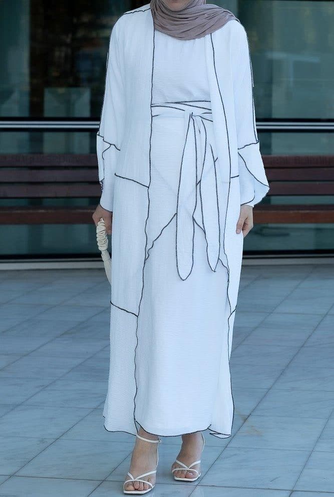 Deluna Three Piece Maxi Lightweight Abaya in Rustic Brown, view 12