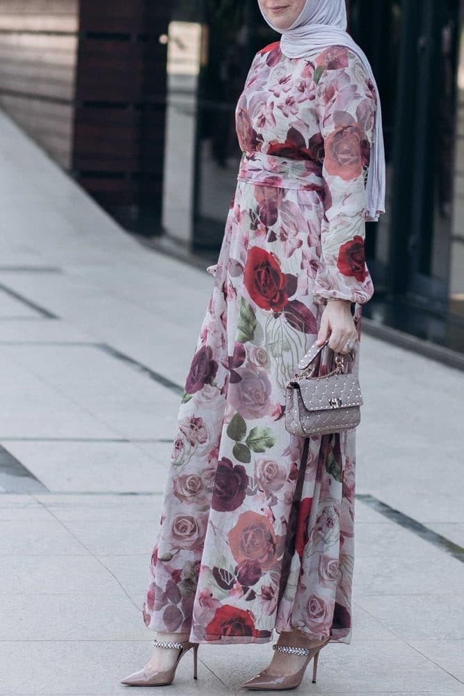 Didem Lantern-sleeve Floral-print Dress in white, view 11