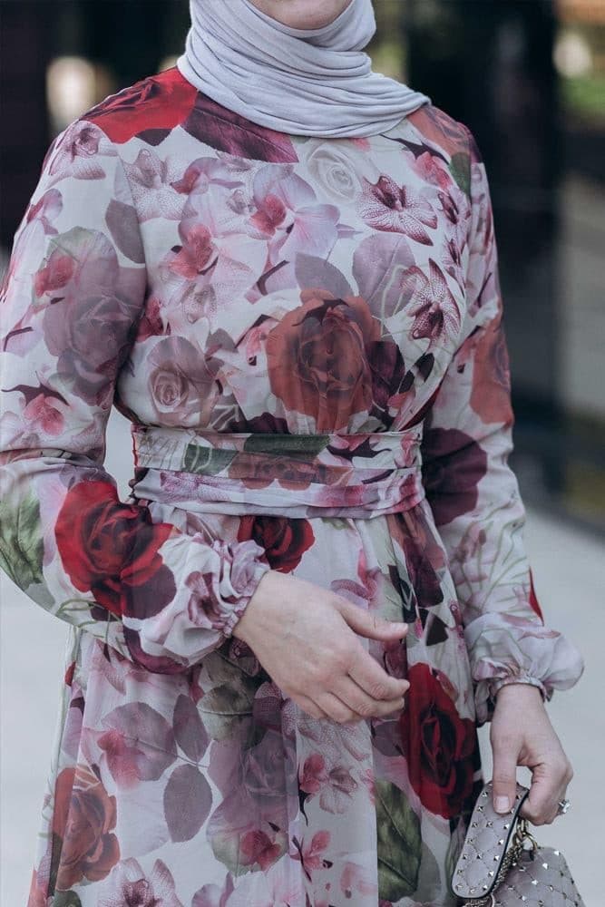 Didem Lantern-sleeve Floral-print Dress in white, view 16