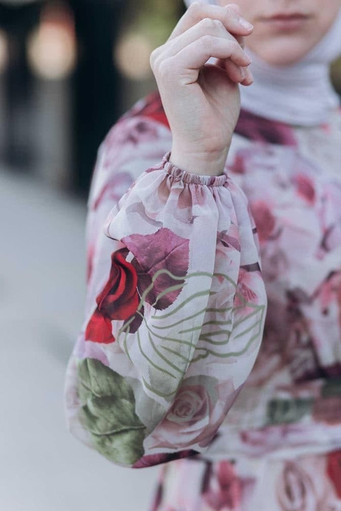Didem Lantern-sleeve Floral-print Dress in white, view 19