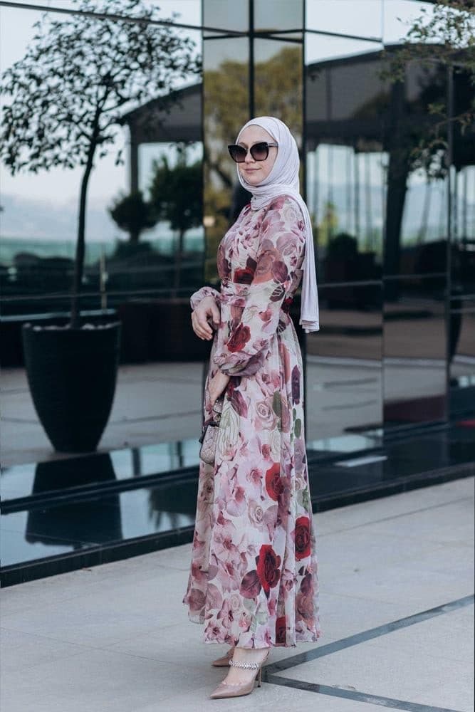 Didem Lantern-sleeve Floral-print Dress in white, view 4
