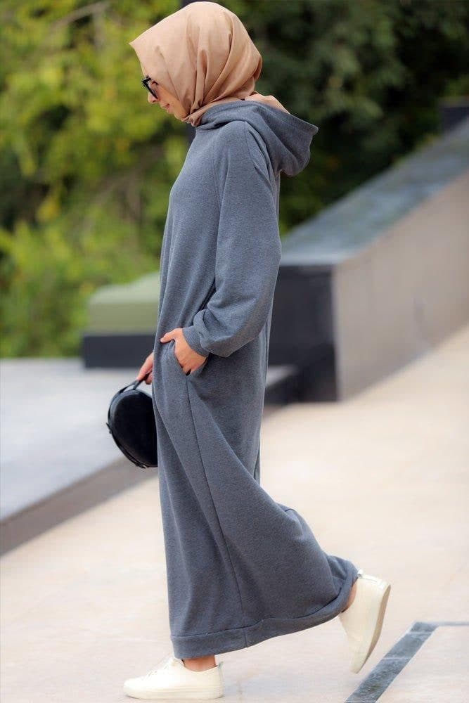 Milly Oversized Hoodie Sweatshirt Dress in Grey, view 5
