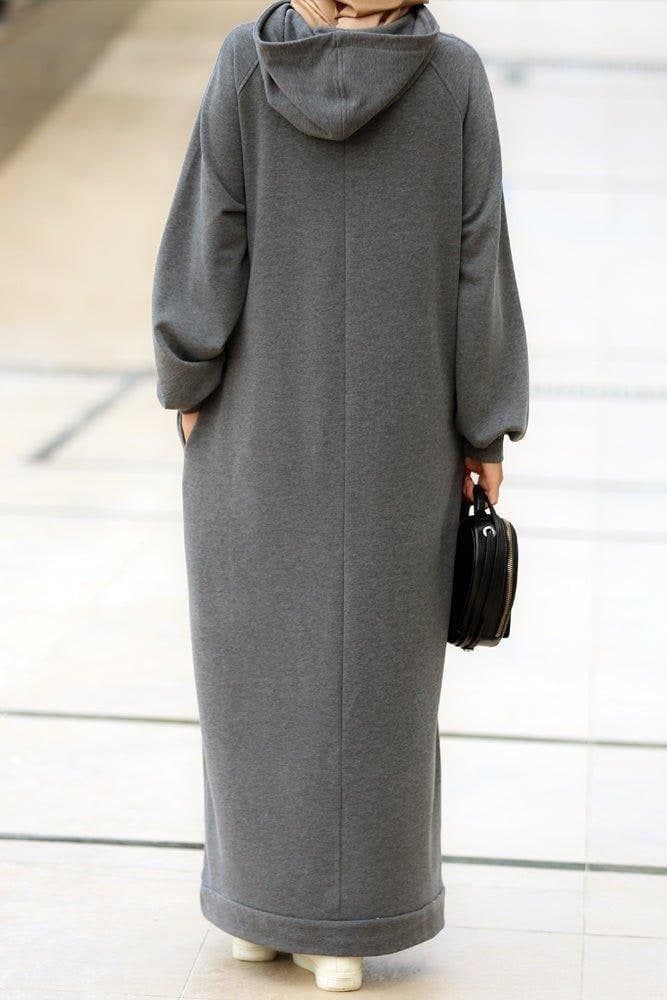 Milly Oversized Hoodie Sweatshirt Dress in Grey, view 8