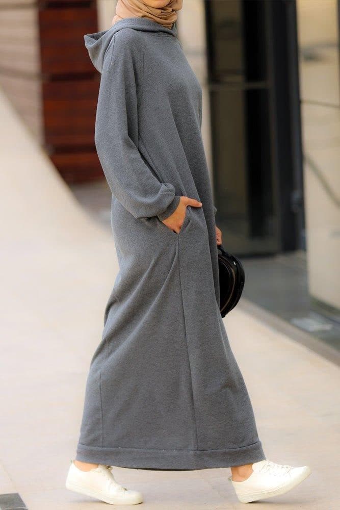 Milly Oversized Hoodie Sweatshirt Dress in Grey, view 4