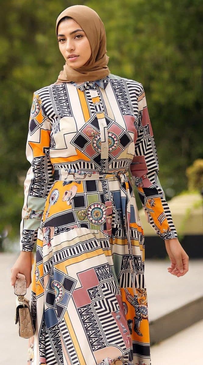 Laraa Modest Dress in white, view 5