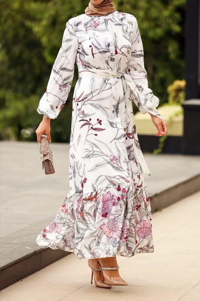 Vanilya Modest Dress in white, view 6