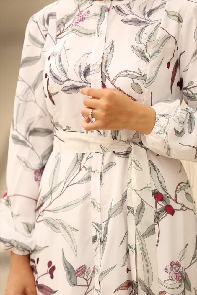 Vanilya Modest Dress in white, view 8