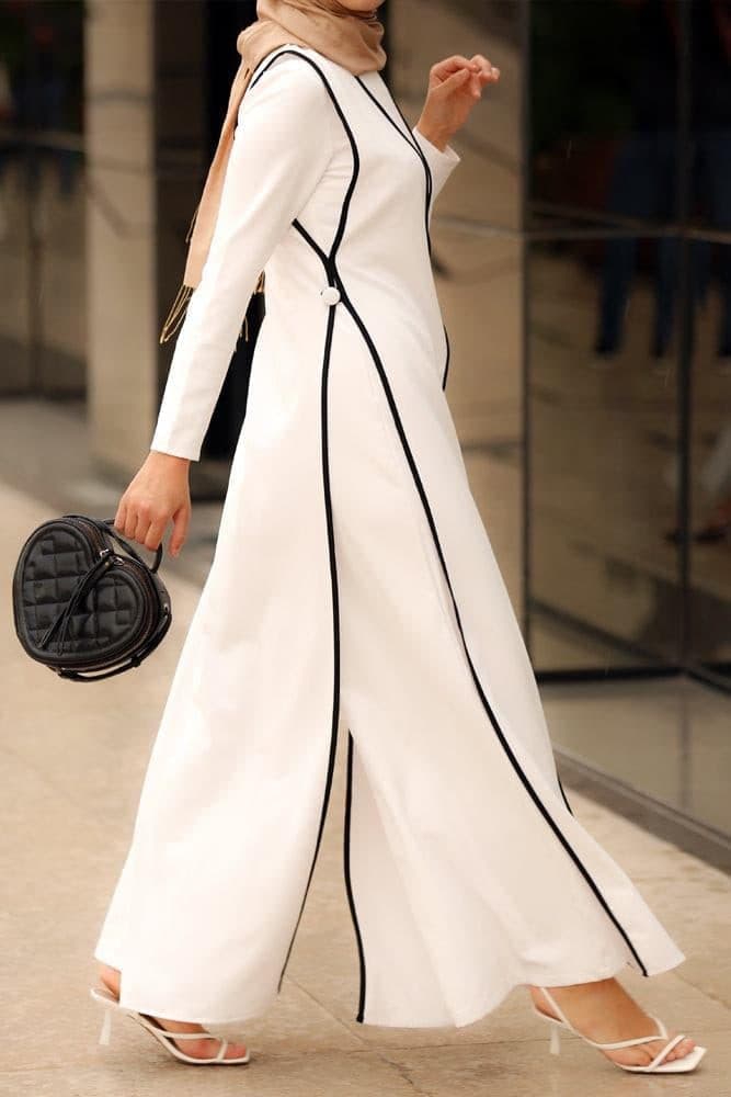 Ressa Modest Dress in white, view 3