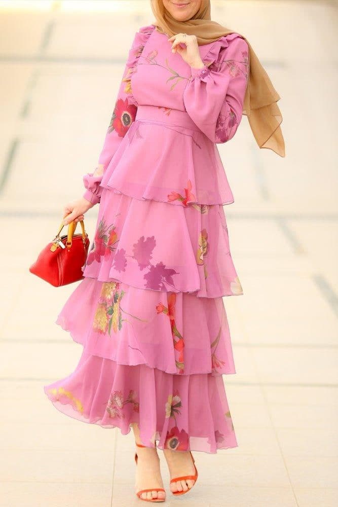Deyja Modest Dress in pink, view 9