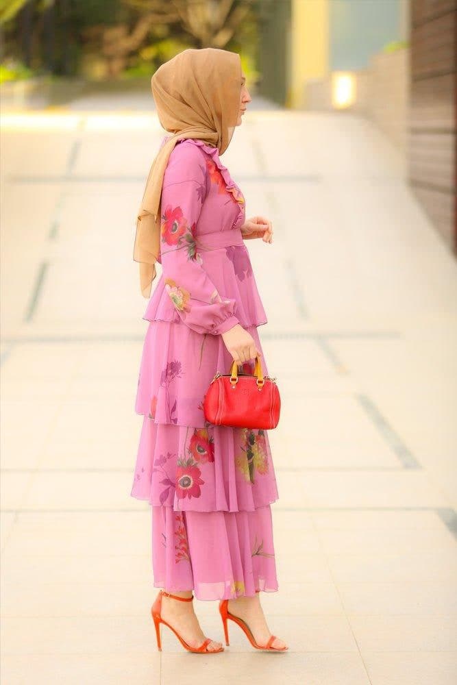 Deyja Modest Dress in pink, view 6