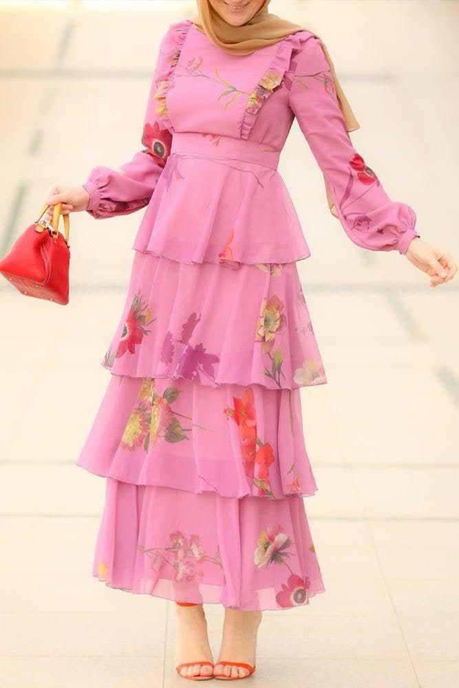 Deyja Modest Dress in pink, view 7