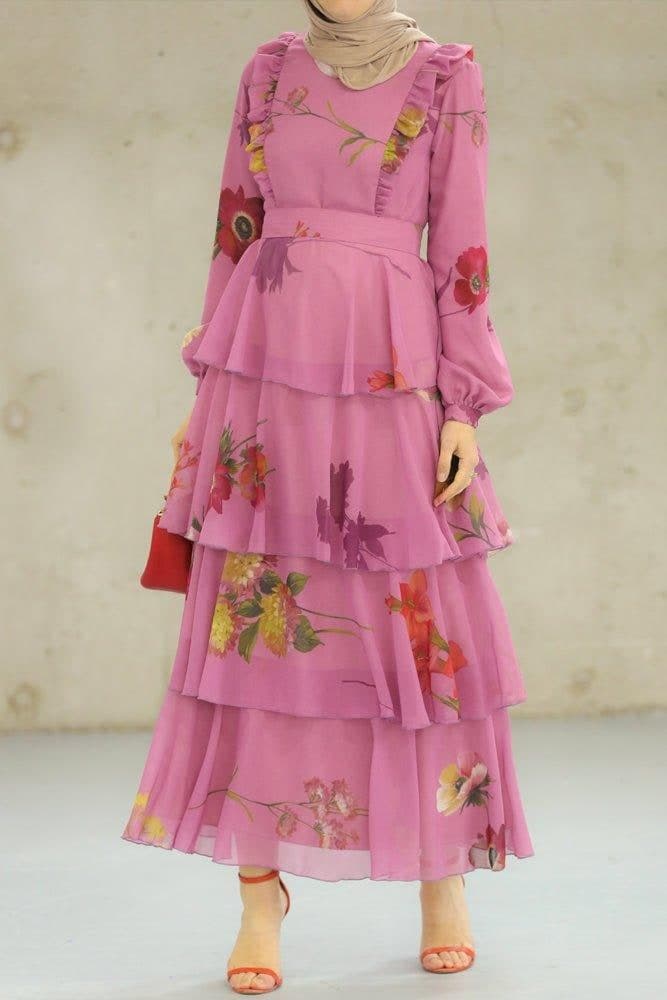 Deyja Modest Dress in pink, view 8