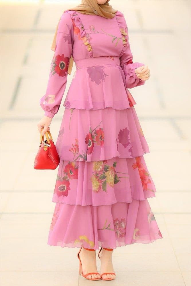 Deyja Modest Dress in pink, view 3