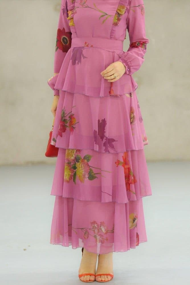 Deyja Modest Dress in pink, view 5