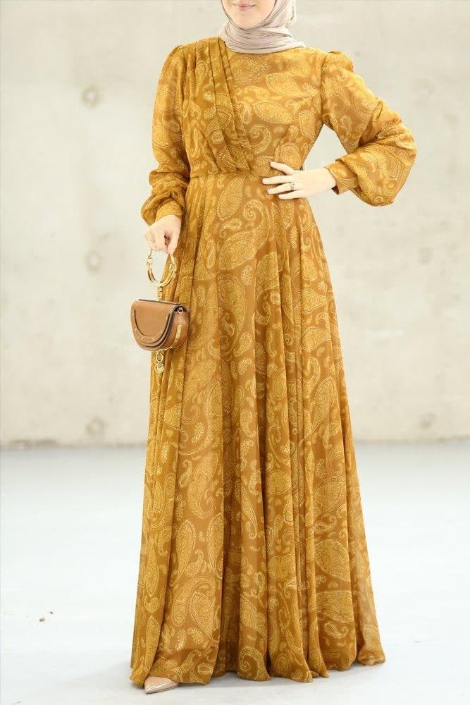 Medinaa Modest Dress in yellow, view 5
