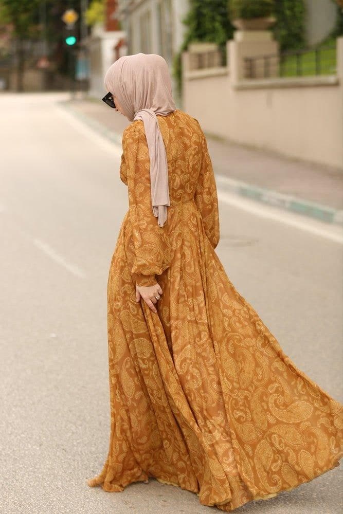 Medinaa Modest Dress in yellow, view 9