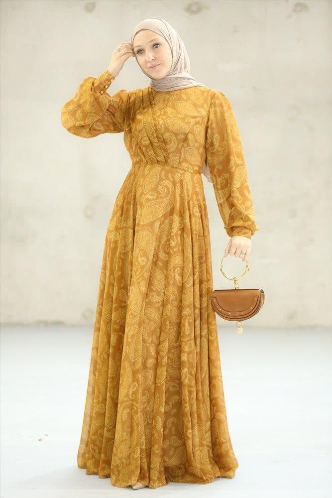 Medinaa Modest Dress in yellow, view 3