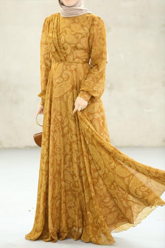 Medinaa Modest Dress in yellow, view 7