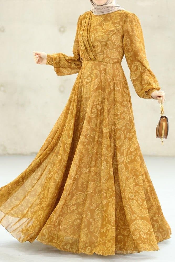 Medinaa Modest Dress in yellow, view 6
