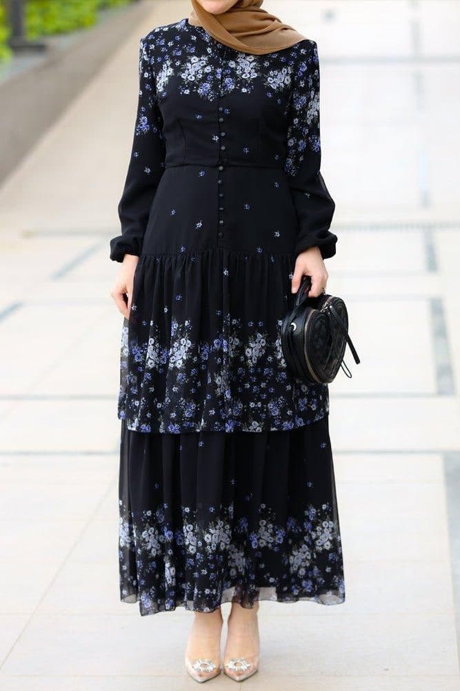Maiyah Modest Dress in black, view 3