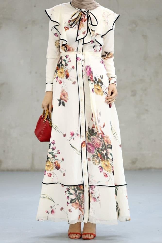 Farfalla Modest Dress in white, view 7