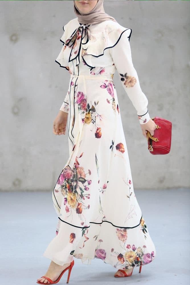 Farfalla Modest Dress in white, view 13