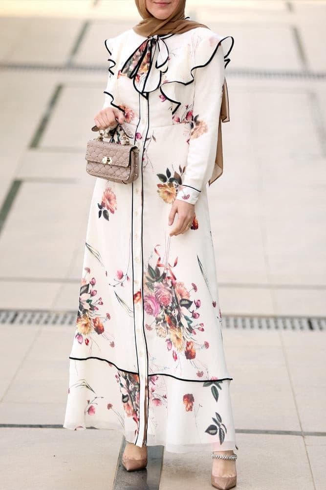 Farfalla Modest Dress in white, view 6