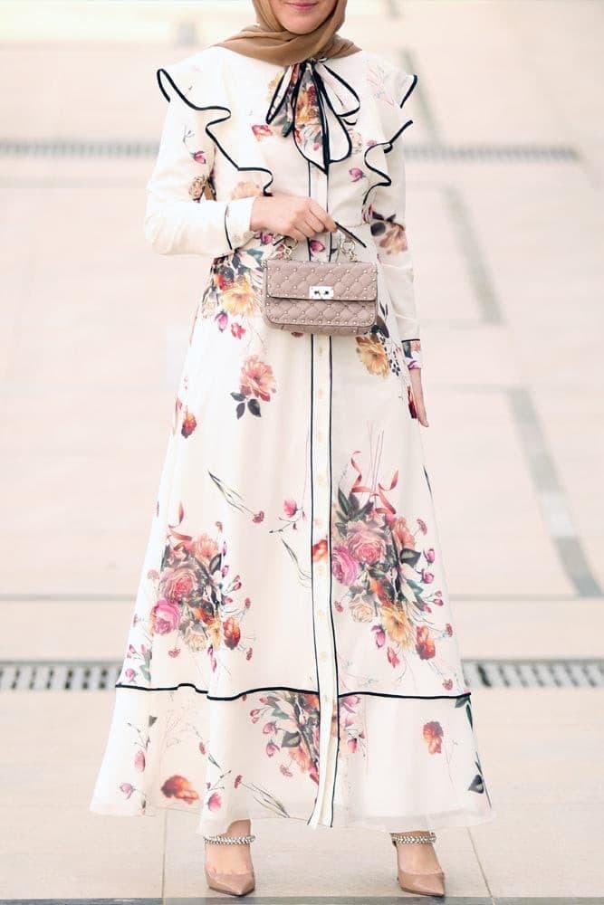 Farfalla Modest Dress in white, view 4