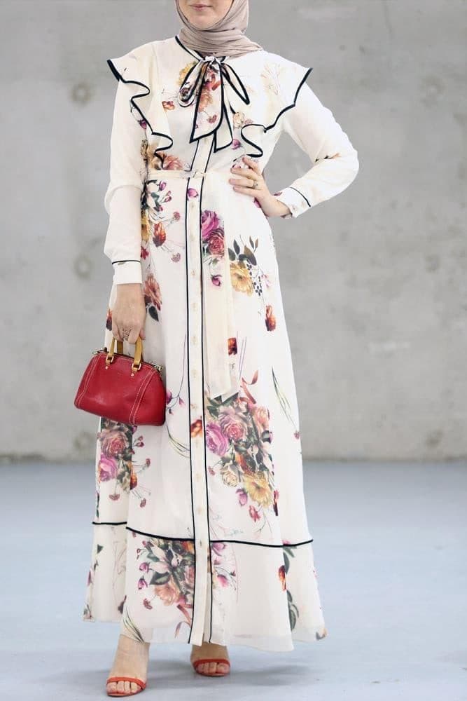 Farfalla Modest Dress in white, view 14